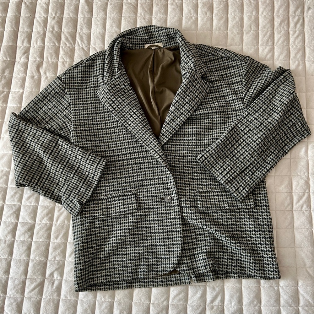 Madewell Houndstooth Oversize Knit Blazer